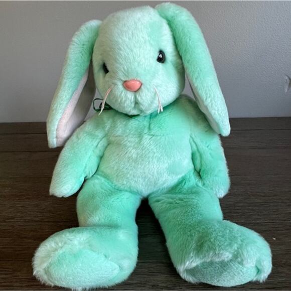 Vintage 1996 Ty‎ Beanie Buddies Hippity the Spring Mint Green Bunny Plush - Picture 1 of 6